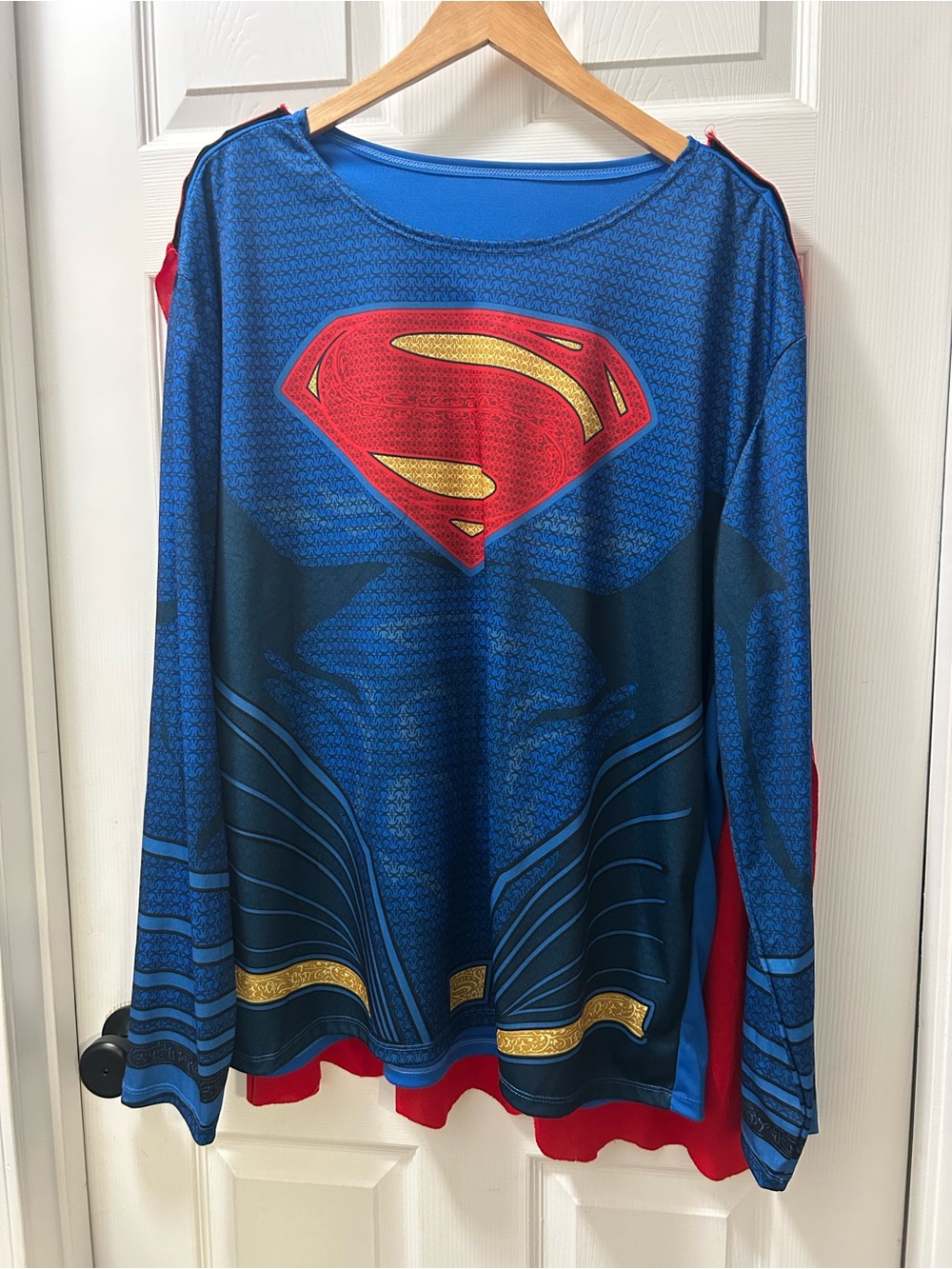 Superman Long Sleeve Costume Top w/ Cape – Blue & Red